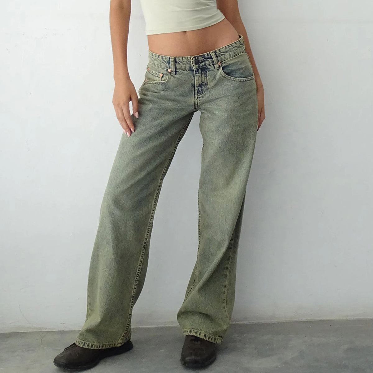 Jeans da donna a gamba larga Pantaloni casual in denim da fidanzato larghi a vita alta Y2K Jeans streetwear dritti Pantaloni jeans mamma