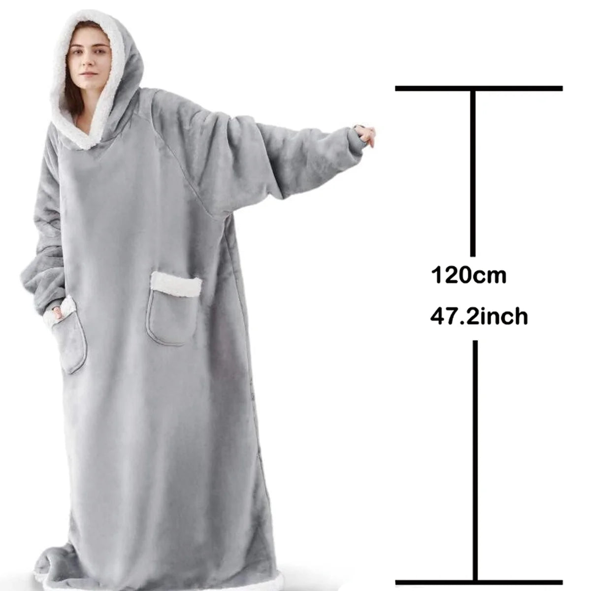 Felpe con cappuccio invernali Felpa in pile spesso caldo TV gigante Coperta indossabile oversize con maniche in flanella Coperta con cappuccio