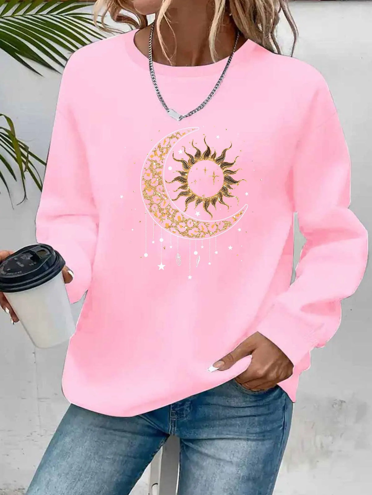 Pullover con cappuccio girocollo a maniche lunghe in velluto stampato con motivo a lettere comode e casual autunnali e invernali da donna