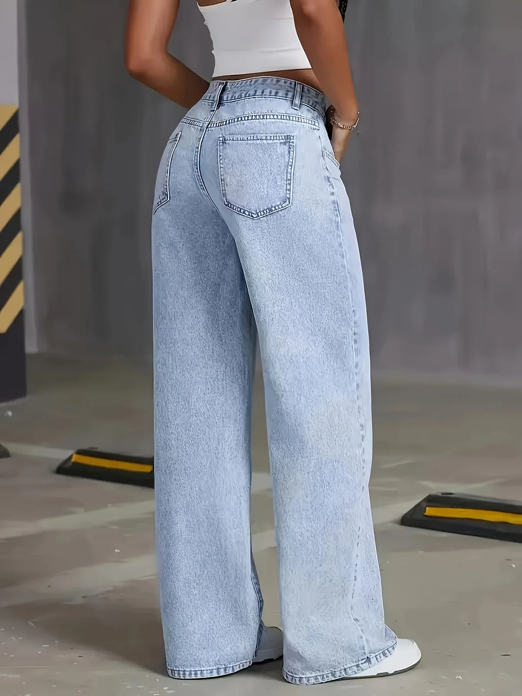 Jeans per donna Y2k vestiti pantaloni in denim a gamba larga azzurri moda allentata semplice elasticizzato libero quattro stagioni popolare casual