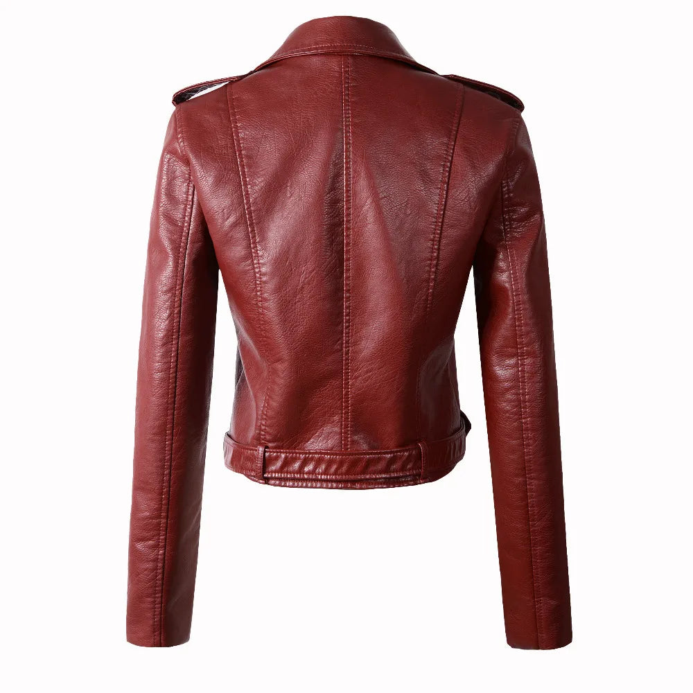 2025 Primavera Autunno Nuova giacca di pelle da donna Abbigliamento da moto Cappotto corto