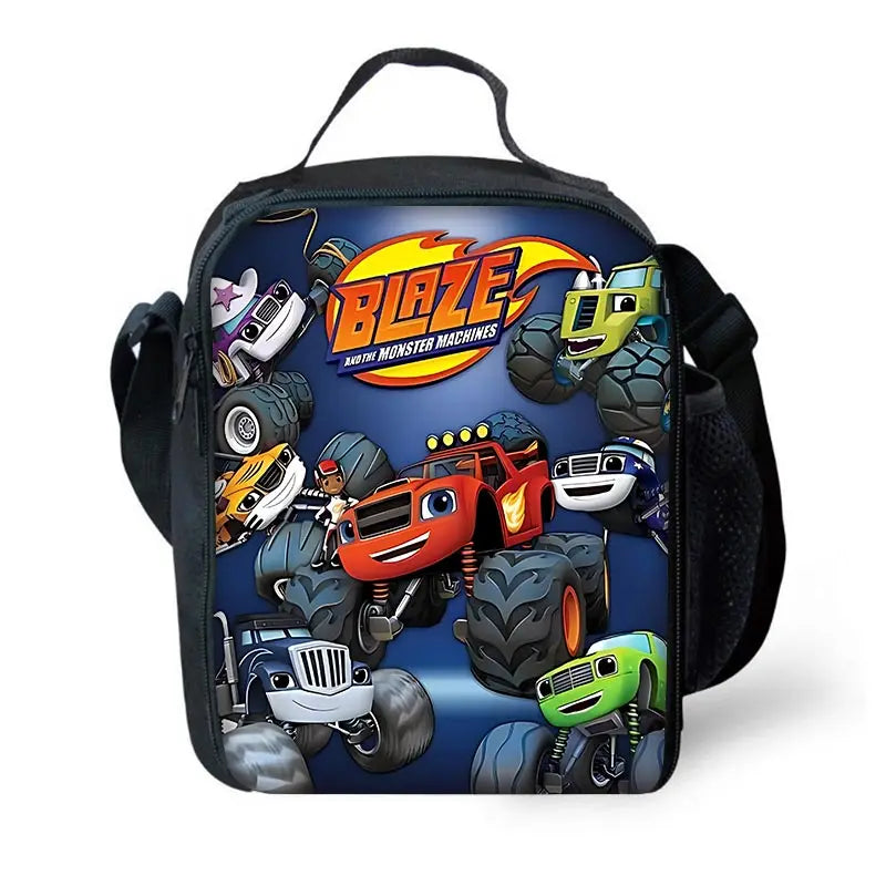 Zaino Scolastico 3D Cartoon Blaze Monster Machines con Borsa Pranzo, Astuccio, Zaino per Bambini e Bambine, Miglior Regalo