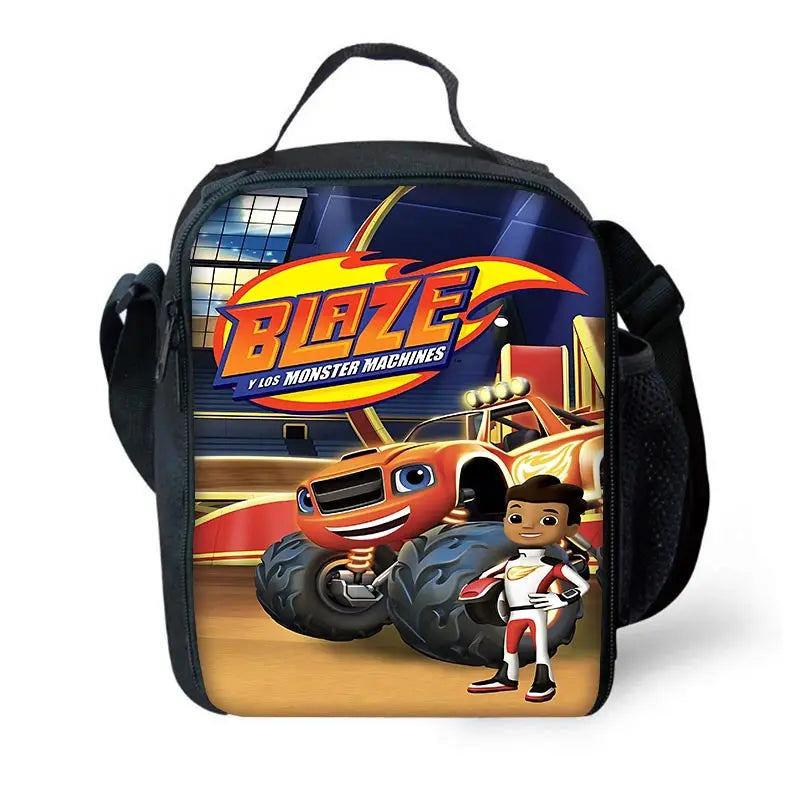Zaino Scolastico 3D Cartoon Blaze Monster Machines con Borsa Pranzo, Astuccio, Zaino per Bambini e Bambine, Miglior Regalo