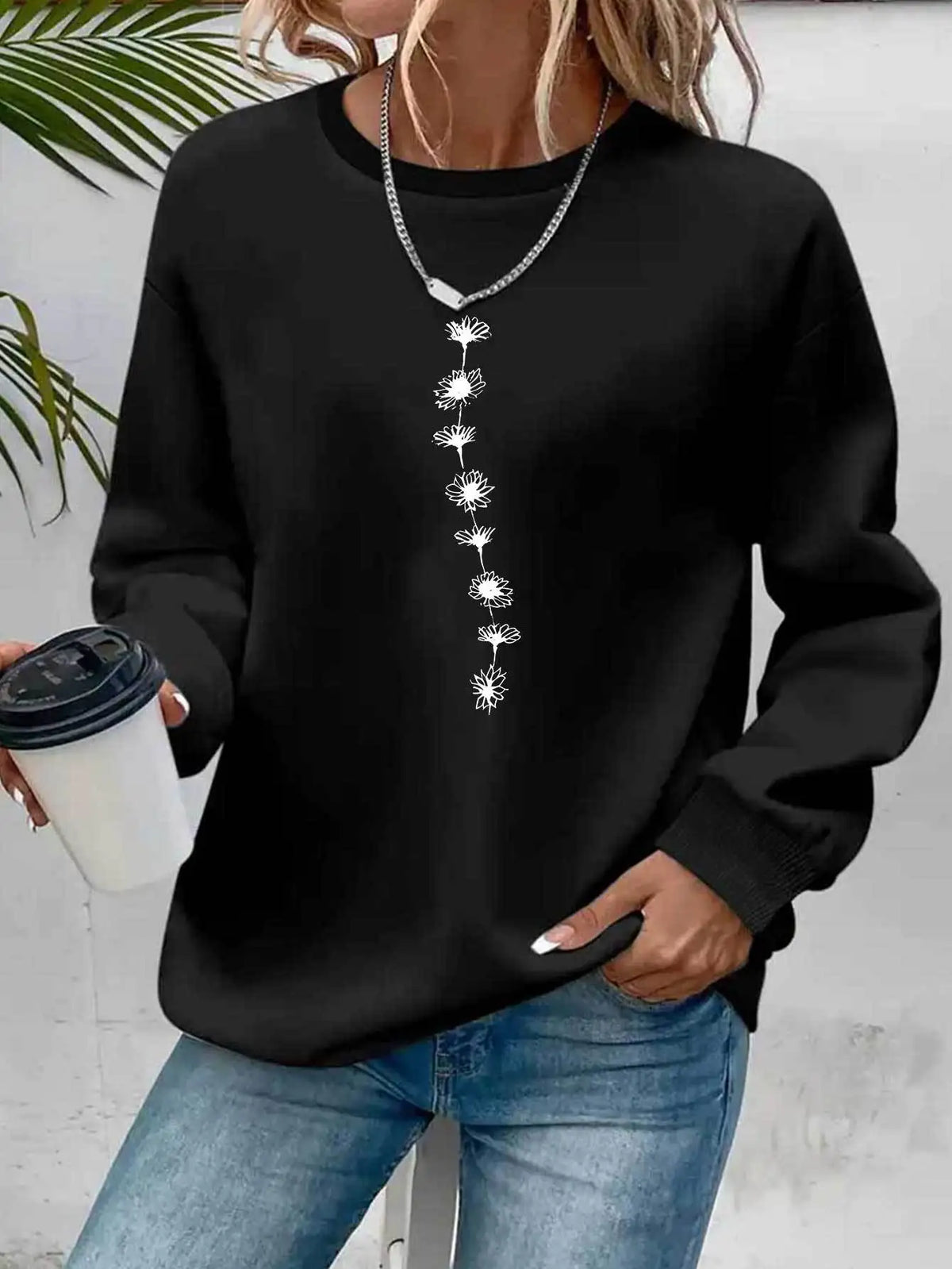 Pullover con cappuccio girocollo a maniche lunghe in velluto stampato con motivo a lettere comode e casual autunnali e invernali da donna