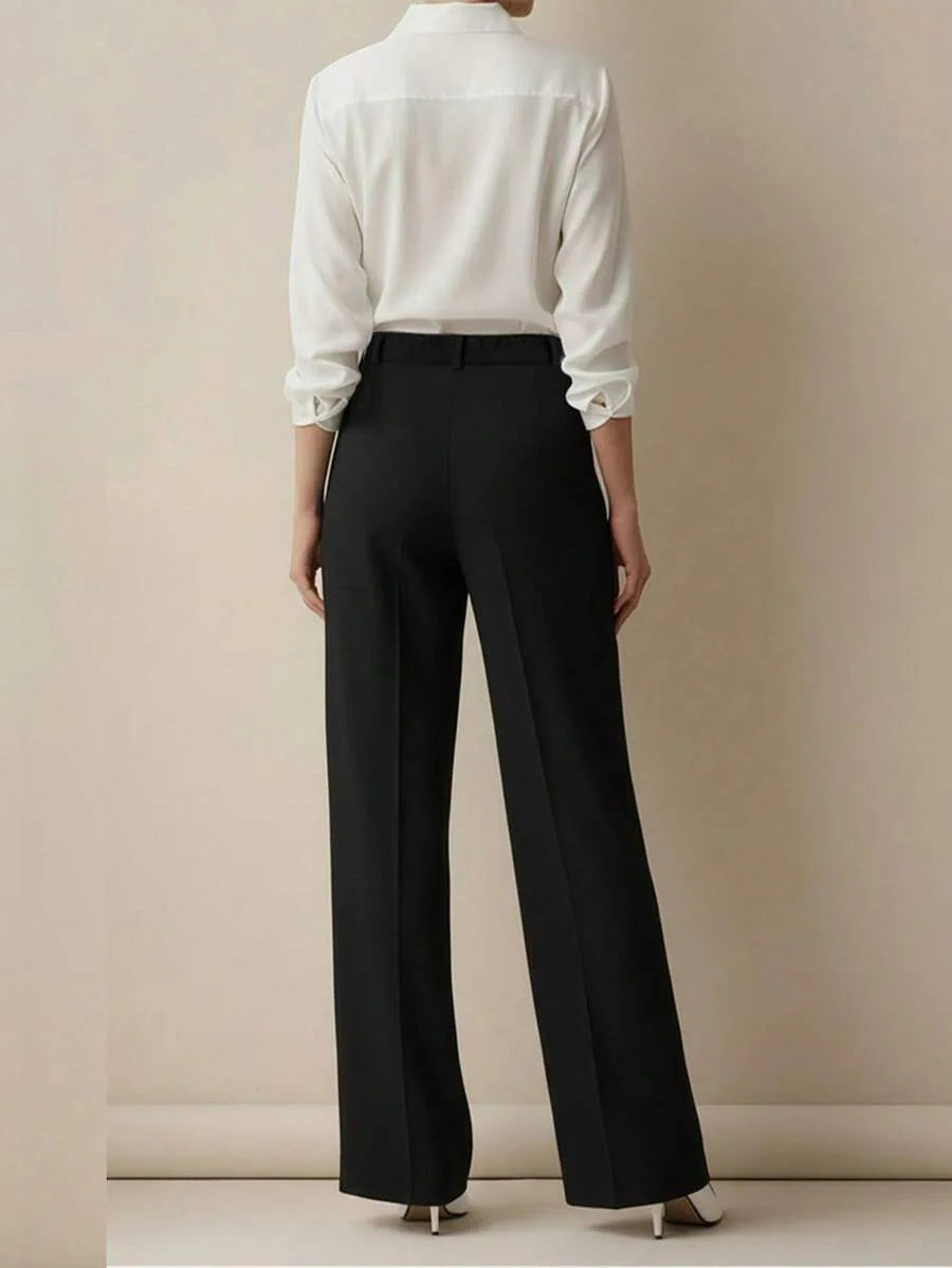 Pantaloni larghi pieghettati a vita alta da donna casual in tinta unita Pantaloni da lavoro Primavera Autunno Nuovi pantaloni dritti Pantaloni su misura da ufficio