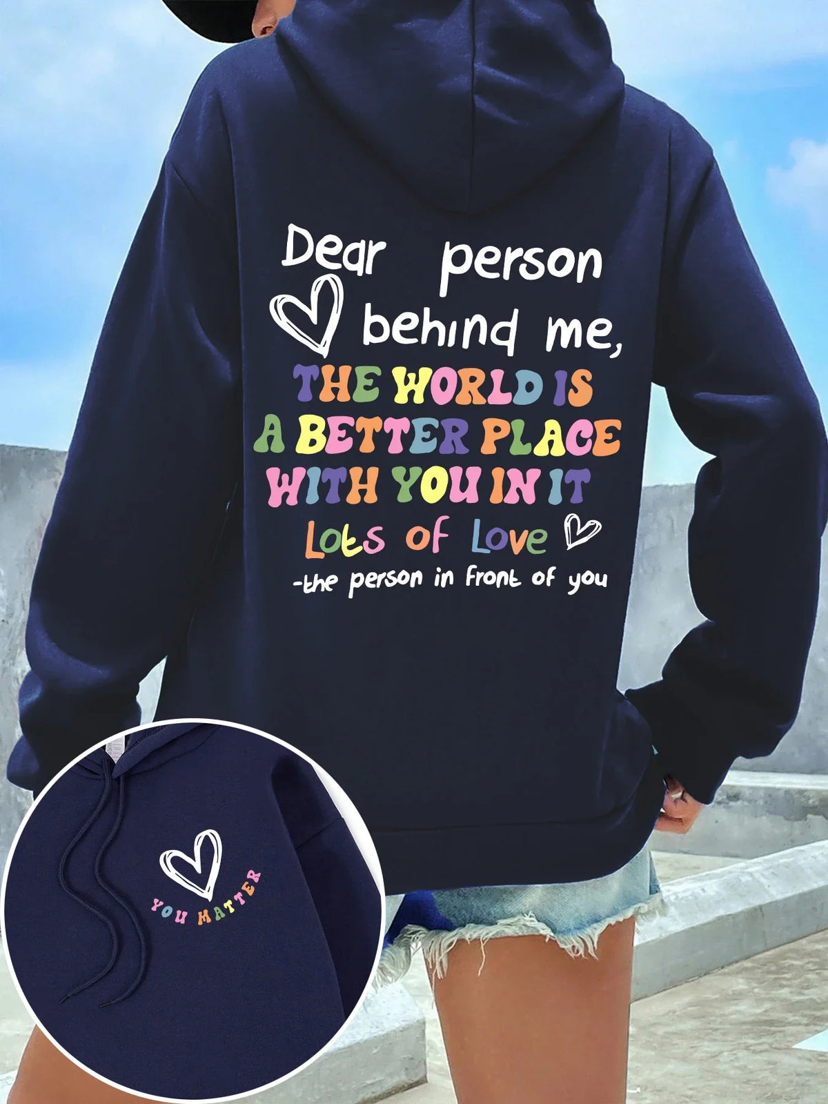 Caro persona dietro la felpa con cappuccio da donna lettere colorate caldo pile donna felpa con cappuccio fodera in pelliccia felpe con cappuccio primavera autunno Y2K top casual