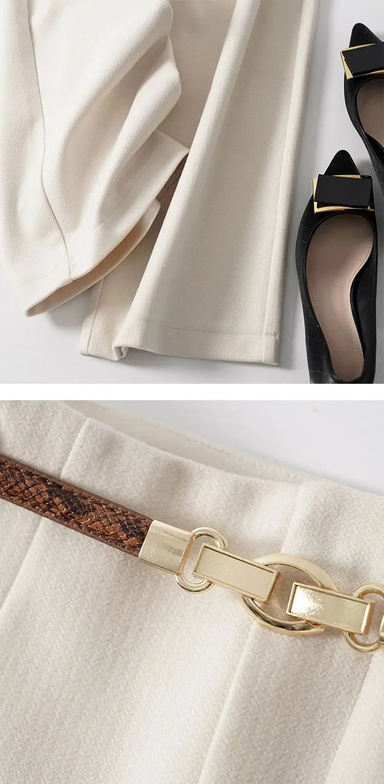 CGC Pantaloni larghi larghi a vita alta alla moda coreana Pantaloni di lana da donna Pantaloni larghi dritti solidi semplici Pantaloni da jogging casual