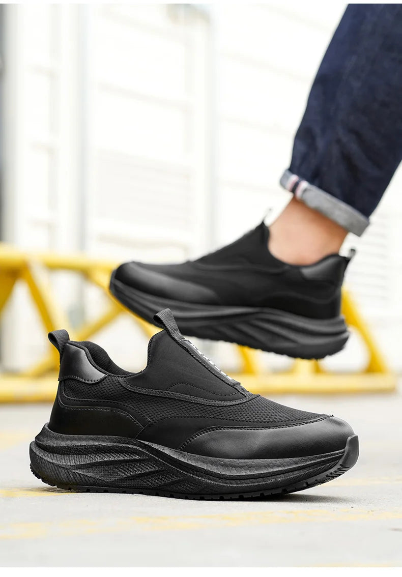 Scarpe da Cuoco in Pelle da Uomo Impermeabili Antiscivolo Resistenti all'Olio, Mocassini Casual da Uomo Resistenti all'Usura