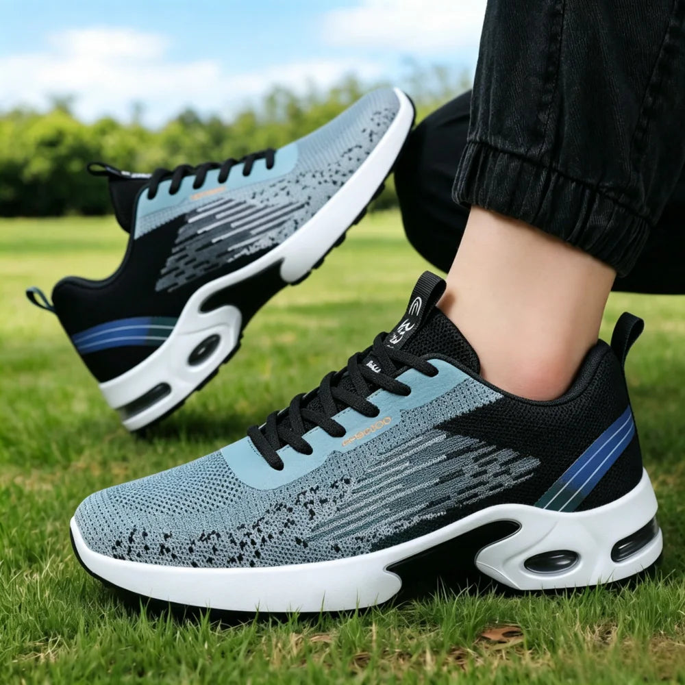 Scarpe da corsa alla moda da uomo, traspiranti in rete con supporto ammortizzato ad aria per palestra e uso quotidiano