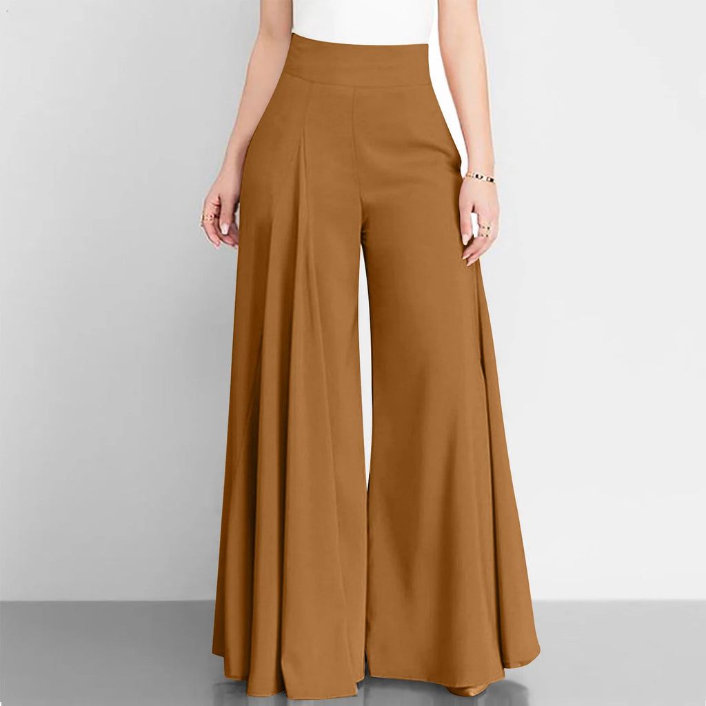 Pantaloni a gamba larga a vita alta da donna alla moda Primavera Autunno Pantaloni a zampa d'elefante eleganti femminili Pantaloni lunghi larghi casual per le vacanze solidi Nuovo