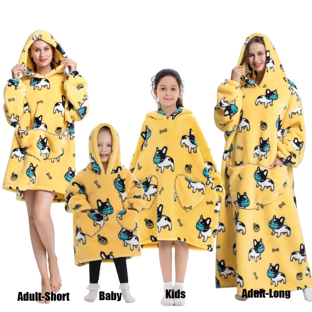 Felpe con cappuccio extra lunghe per donna Abbigliamento invernale per la casa Coperte di flanella per adulti con maniche Felpe con cappuccio morbide e calde per ragazze