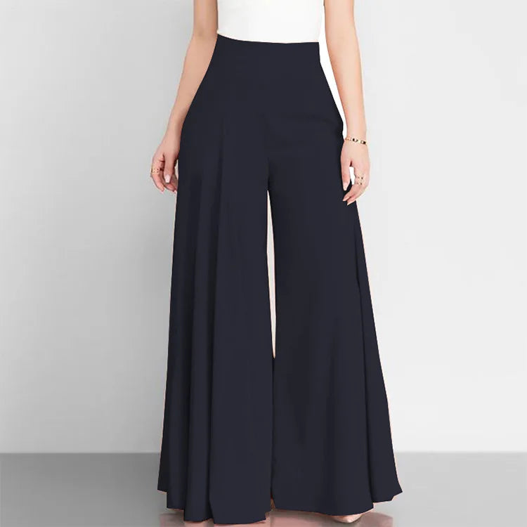 Pantaloni a gamba larga a vita alta da donna alla moda Primavera Autunno Pantaloni a zampa d'elefante eleganti femminili Pantaloni lunghi larghi casual per le vacanze solidi Nuovo