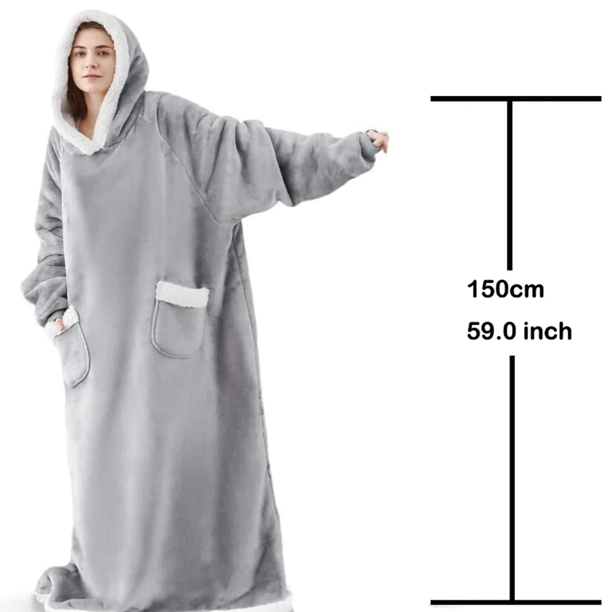Felpe con cappuccio invernali Felpa in pile spesso caldo TV gigante Coperta indossabile oversize con maniche in flanella Coperta con cappuccio
