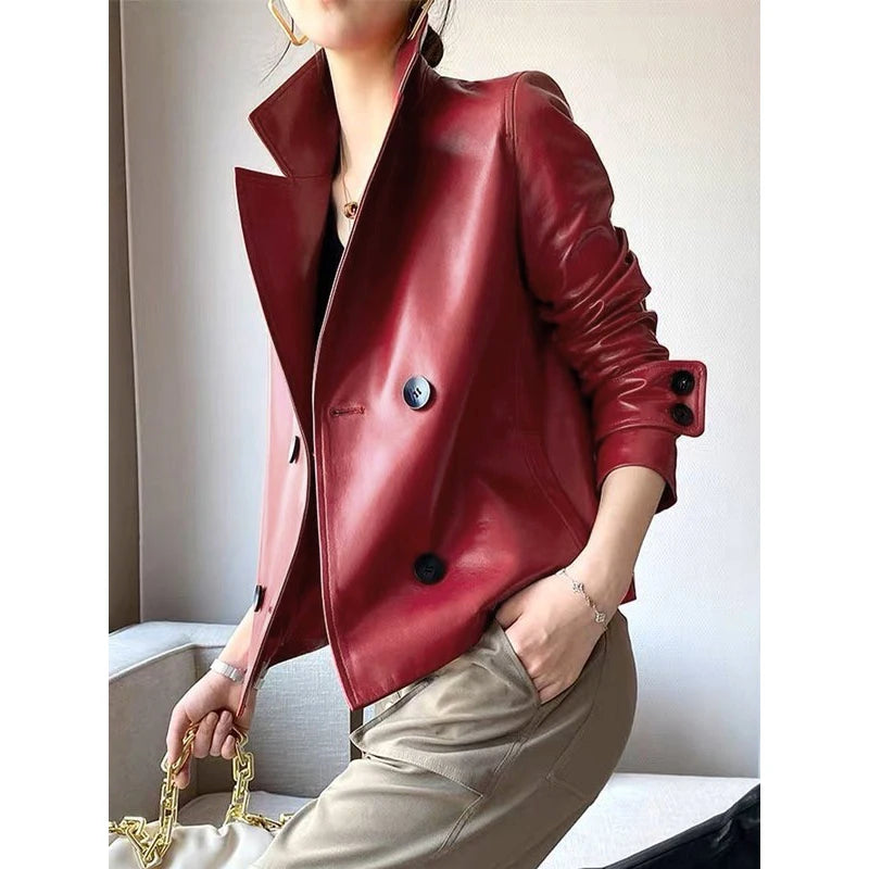 Modigirl Autunno Inverno Verde Ecopelle Giubbotti Donna 2024 Nuovo Outwear Maniche Lunghe In Pelle PU Cappotti Corti Outwear per la Femmina