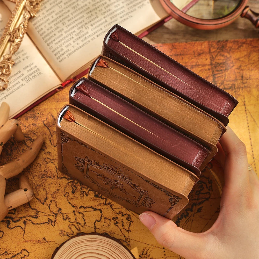 144 Sheets A6 Vintage PU Leather Journal Book Portable Lined Thick Paper Notebook Writing Diary Monthly Schedule Weekly Planner