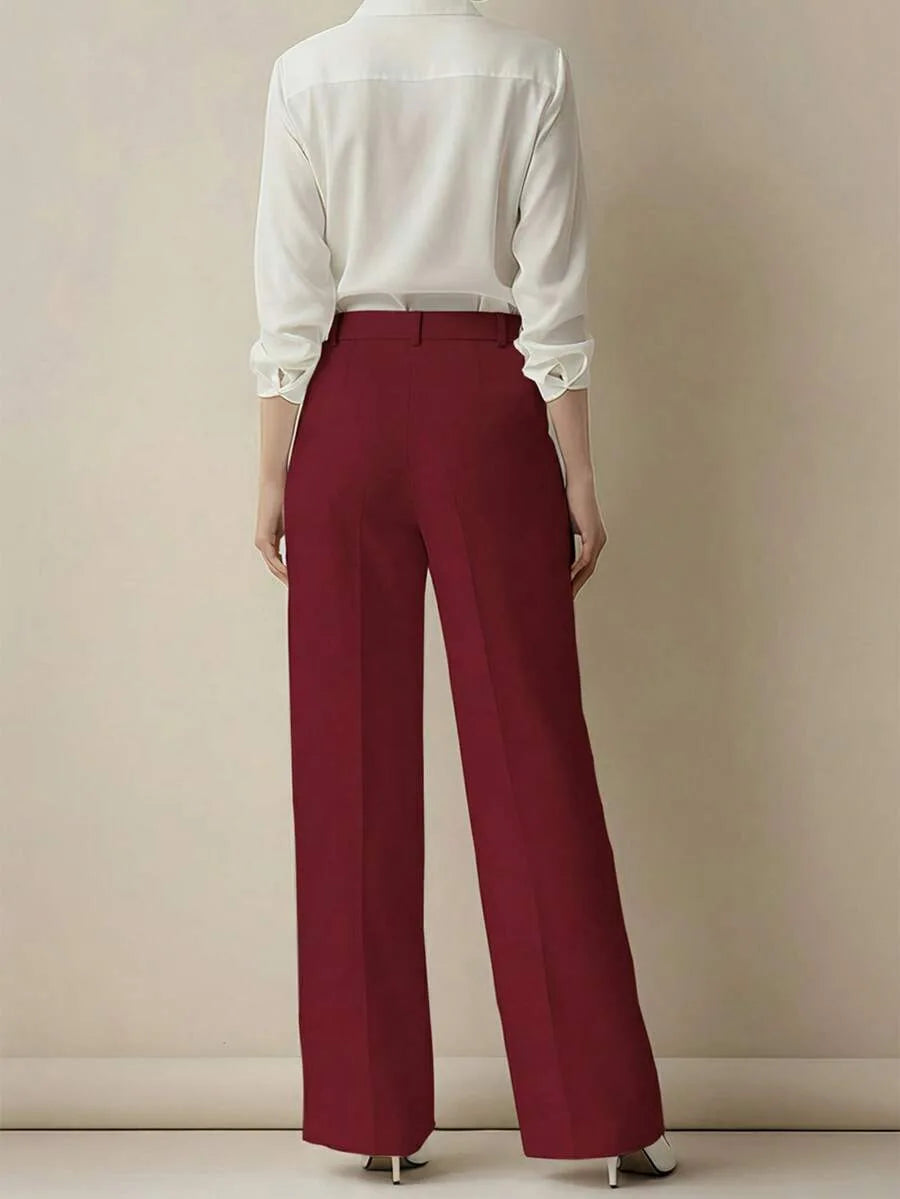 Pantaloni larghi pieghettati a vita alta da donna casual in tinta unita Pantaloni da lavoro Primavera Autunno Nuovi pantaloni dritti Pantaloni su misura da ufficio