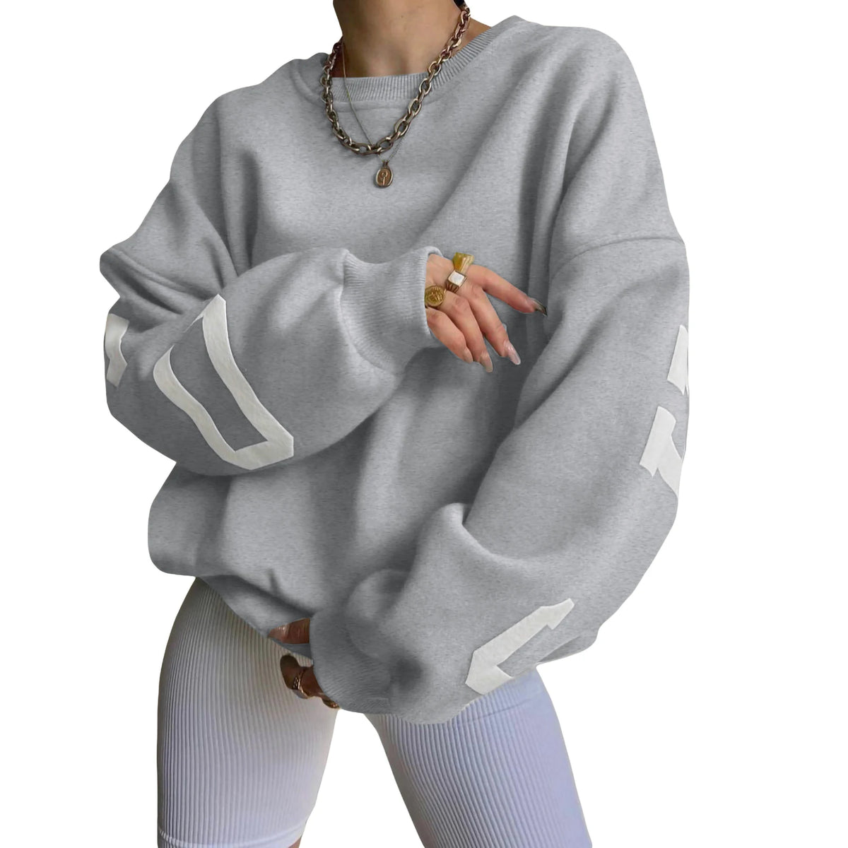 Combhasaki Y2K Grunge Pullover allentato da donna Felpe con stampa di lettere Top a maniche lunghe ispessiti casual Felpa con cappuccio autunnale Streetwear