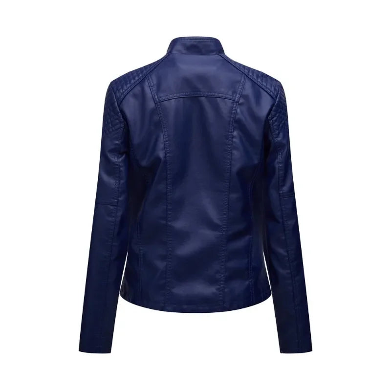 Primavera autunno sezione corta manica lunga giacca con cerniera giacca Slim in ecopelle Casual tinta unita giacca moda capispalla allentata