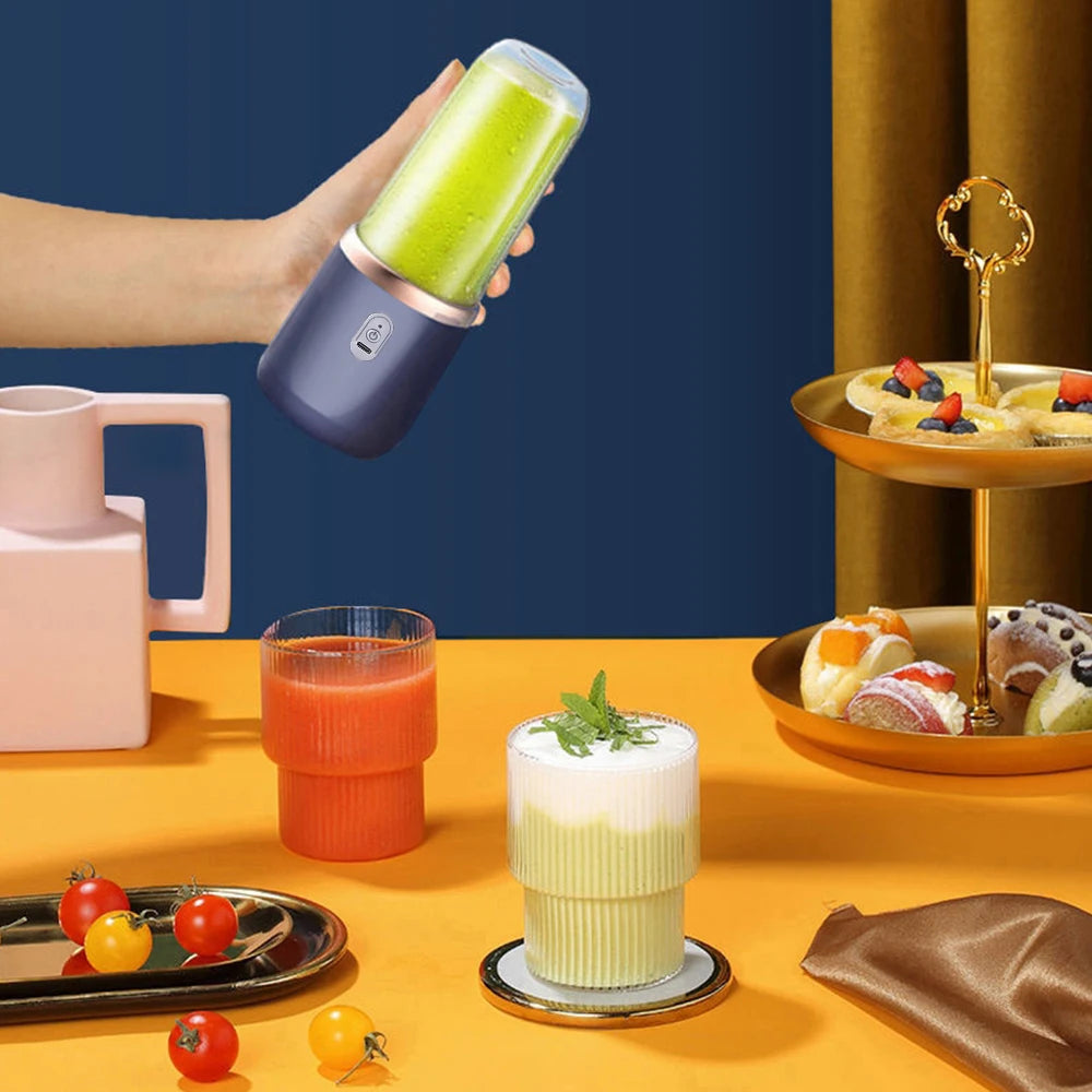 Electric Juicer Cup 2 Cups For Travel 6 Blades Portable Juicer Mixer Usb Charge Fresh Fruit Juice Personal Blender Smoothie