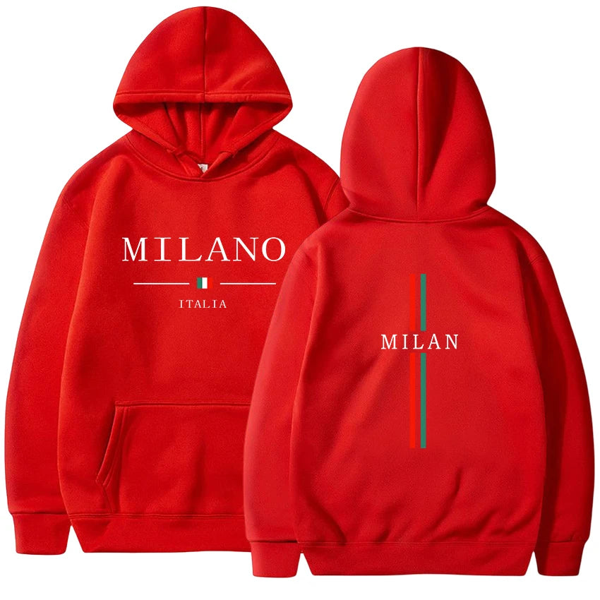 Felpa con cappuccio da donna da uomo Felpa con stampa Milano Pullover Casual da jogging Abbigliamento da uomo di alta qualità Tuta quotidiana Y2k Top 2025