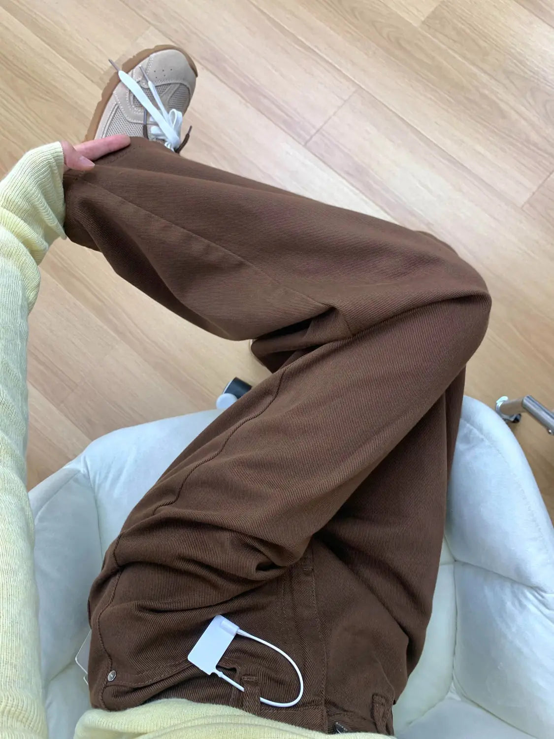 Jeans vintage americani alla moda a vita alta da donna Nuovi comodi pantaloni in denim versatili drappeggiati con gamba dritta fino al pavimento
