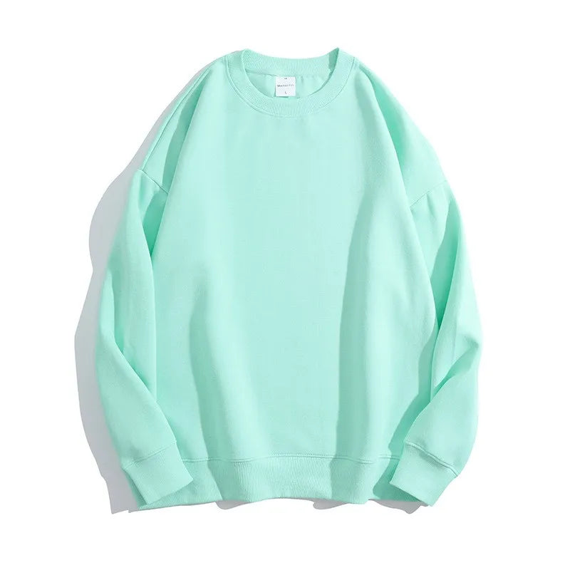 Maglione con spalle scoperte e collo rotondo in cotone sano di alta qualità da 40 colori per uomo e donna, ampio con spalle scoperte oversize