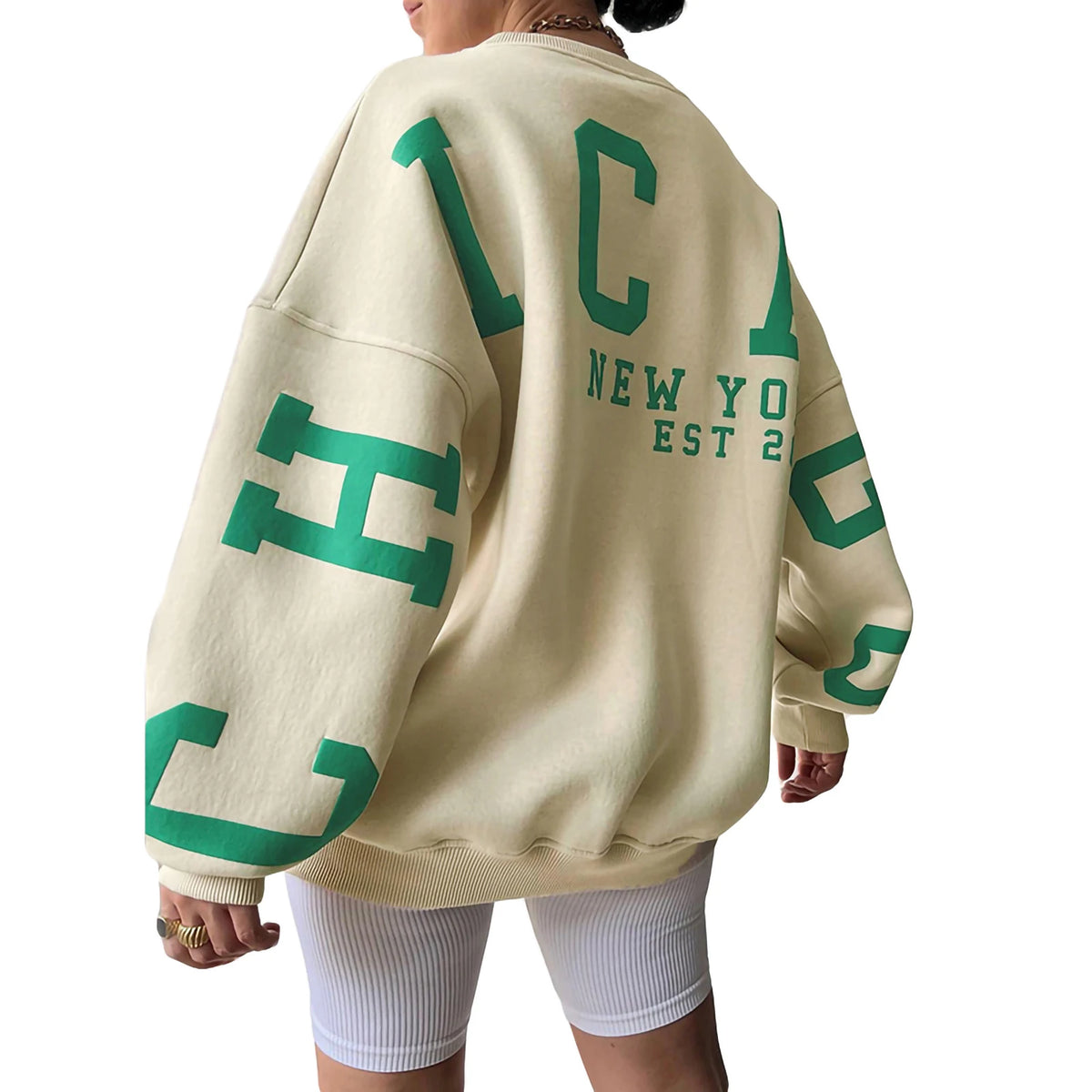 Combhasaki Y2K Grunge Pullover allentato da donna Felpe con stampa di lettere Top a maniche lunghe ispessiti casual Felpa con cappuccio autunnale Streetwear