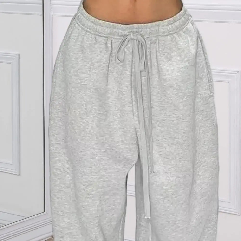 Pantaloni sportivi solidi casual per le donne Pantaloni da jogging larghi con lacci a vita alta Pantaloni classici larghi streetwear Pantaloni sportivi da ballo femminili Y2K
