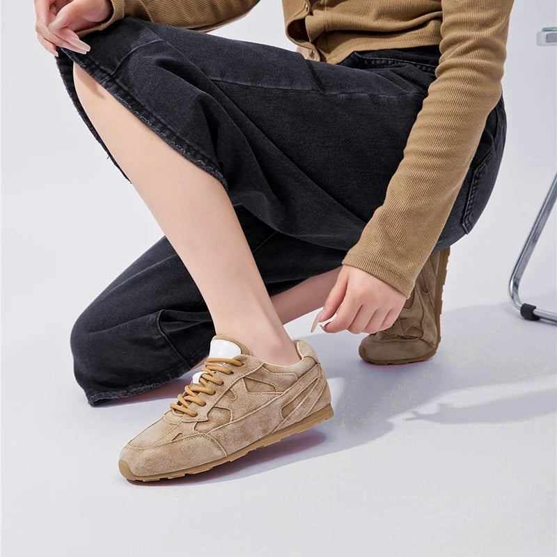 AIYUQI Sneakers da Donna 2026 Nuove Scarpe Basse in Vera Pelle da Donna per Allenamento, Taglie Grandi, Stile Retrò Casual