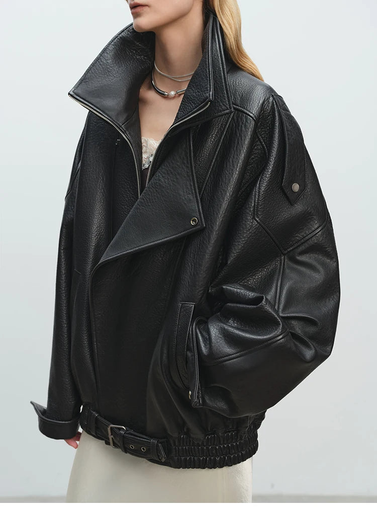 Mauroicardi Primavera Giacca oversize in morbida pelle Pu nera da uomo Cintura a maniche lunghe Designer di lusso Abiti di moda europei 2025