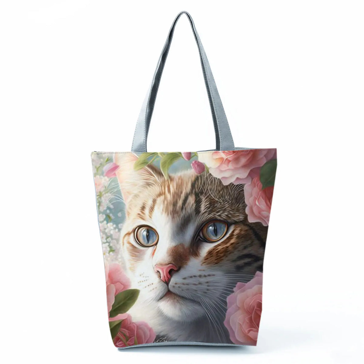 Pretty Cartoon Cat Print borse borse da spiaggia da donna ad alta capacità Cute Animal Graphic Eco borse per la spesa riutilizzabili portatili