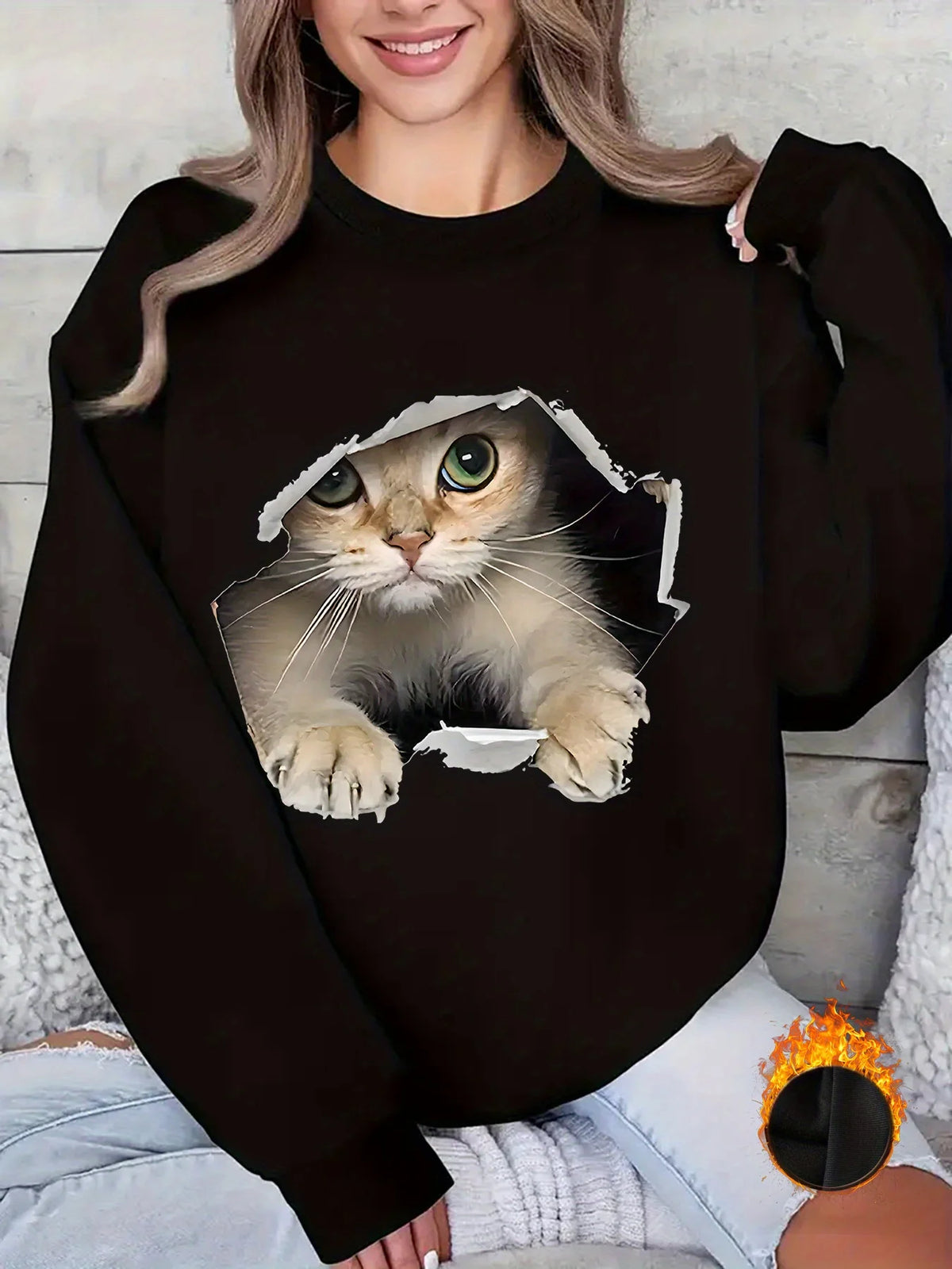 Pullover con cappuccio girocollo a maniche lunghe in velluto stampato con motivo a lettere comode e casual autunnali e invernali da donna