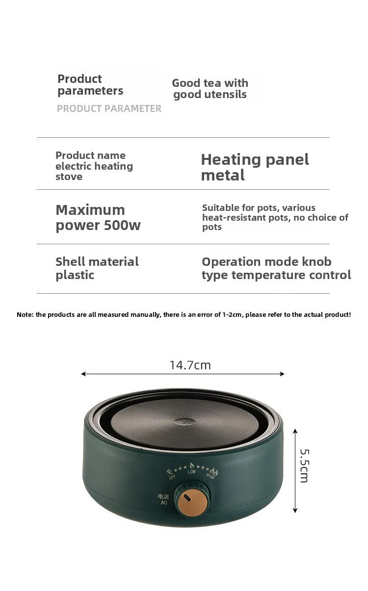 Electric Cookware Heating Base 500W Electric Heater Coffee Stove Home Manual Adjustable temperature Cooking Heater