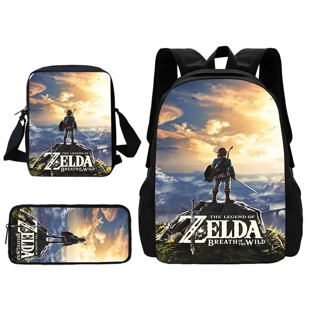 Zaino per la scuola dei bambini The Legends of Zeldas con borse per il pranzo, borse per matite, borse per la scuola per ragazzi e ragazze, miglior regalo