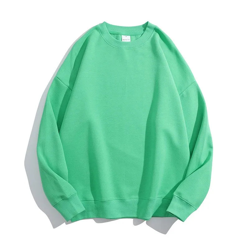 Maglione con spalle scoperte e collo rotondo in cotone sano di alta qualità da 40 colori per uomo e donna, ampio con spalle scoperte oversize