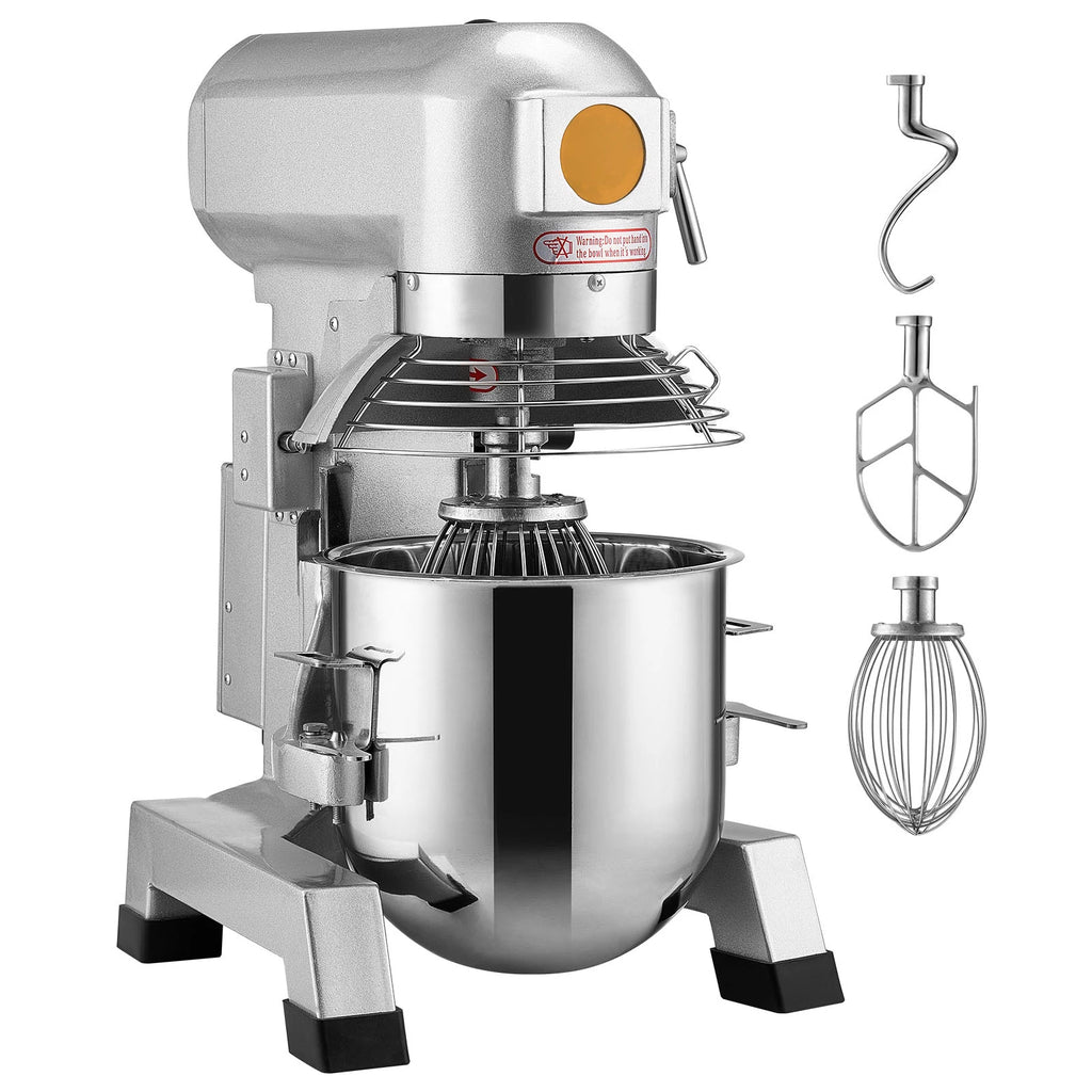 SucceBuy Commercial Food Mixer Commercial Stand Mixer with 3 Speeds Dough Mixer with Stainless Steel Bowl and 3 Attachments