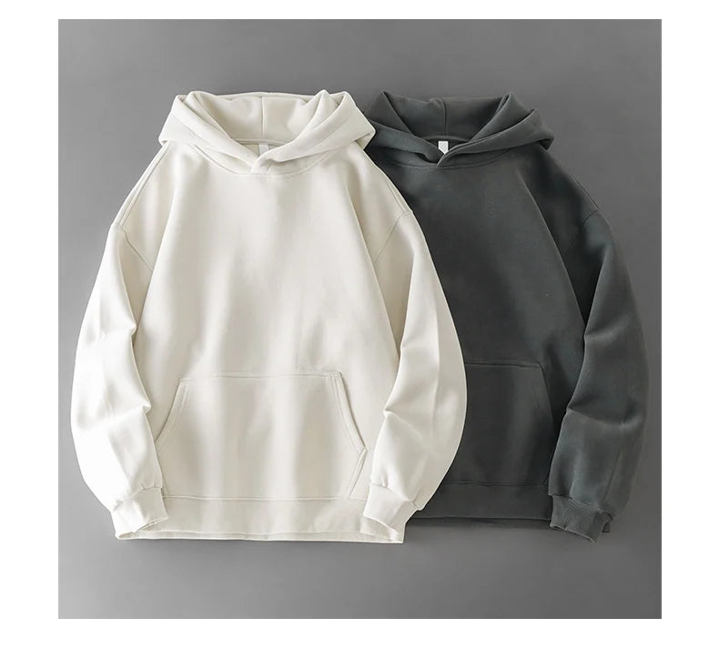 DUKEEN 450G Felpe con cappuccio da uomo pesanti 2025 Primavera e autunno Giacca sportiva con cappuccio tinta unita di base Abbigliamento da uomo di alta qualità