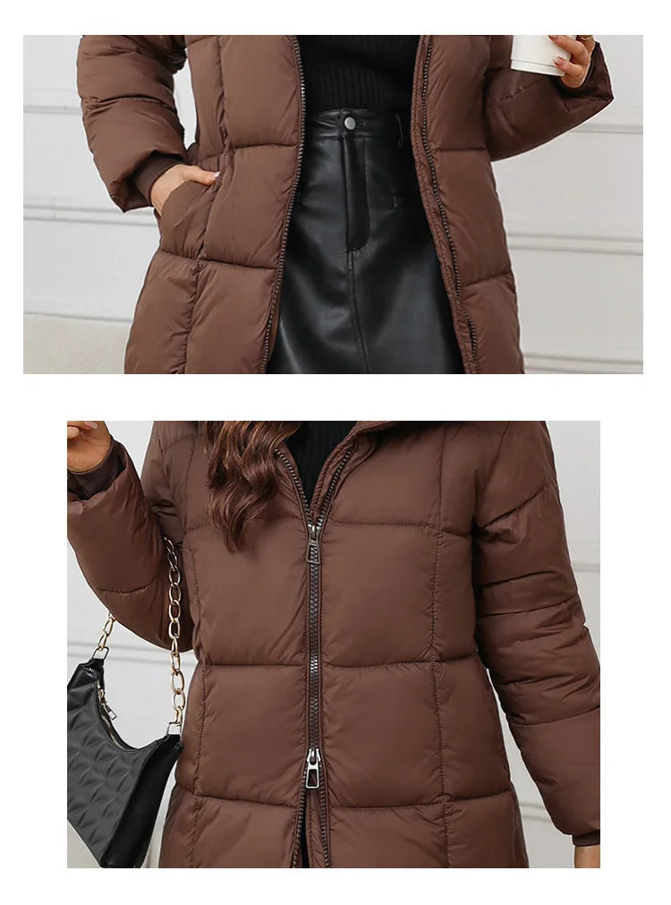 Cappotto lungo da donna 2024 Nuovo autunno inverno Parka femminile piumino di cotone spesso Femme Casual corto caldo capispalla spesso Top da donna
