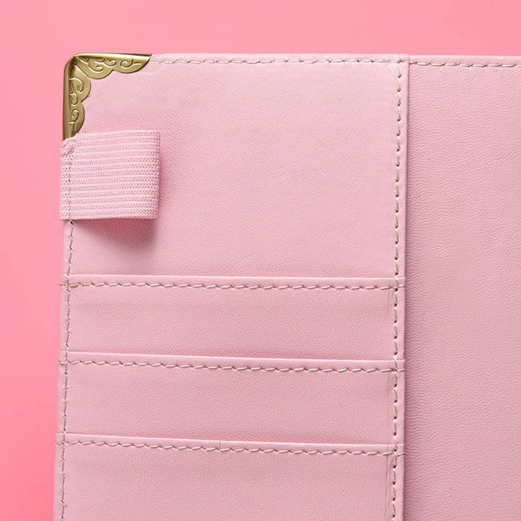 1spc budget card 12 sheets+zipper bag 8 sheets+2 sheets English stickers A6 leather retro marble pattern copper corner accountin