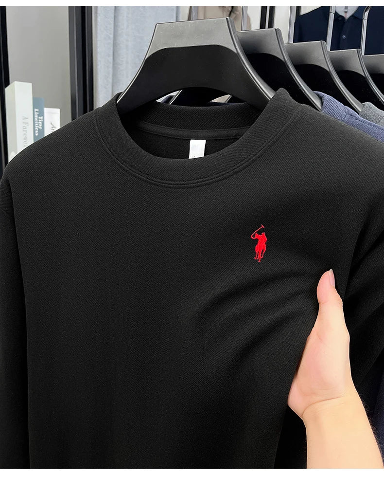 T-shirt a maniche lunghe di marca di lusso da uomo autunno Paul trendy squisito pony ricamo pullover allentato casual girocollo felpa