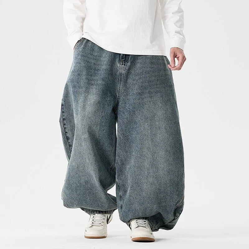 Pantaloni in denim a gamba larga da uomo streetwear Jeans larghi Harajuku Pantaloni jeans oversize casual da uomo Moda uomo di grandi dimensioni 5XL