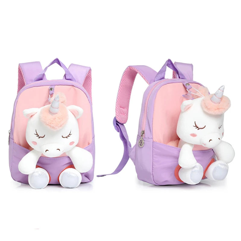 Zaino 3D a Forma di Unicorno in Peluche per Bambine, Borsa Scuola per Bambini, Zainetto Carino a Cartone Animato per Asilo e Scuola Materna