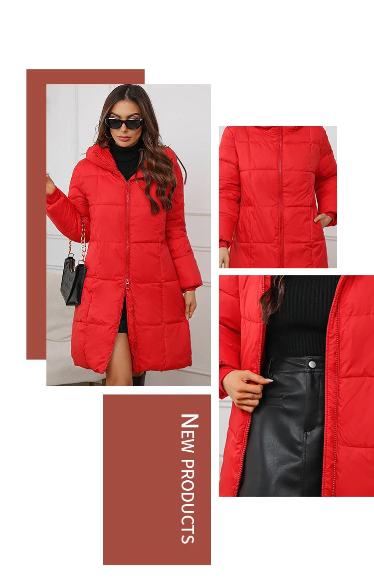 Cappotto lungo da donna 2024 Nuovo autunno inverno Parka femminile piumino di cotone spesso Femme Casual corto caldo capispalla spesso Top da donna