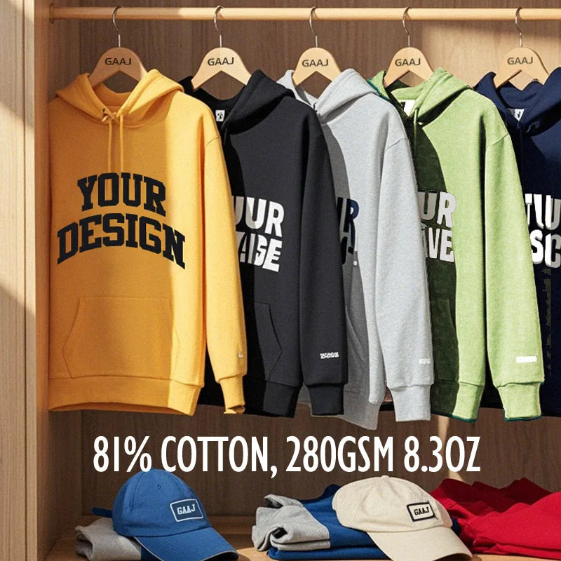 Felpa con cappuccio in cotone premium personalizzata uomo donna, personalizza la stampa felpa con cappuccio, fai da te il tuo design foto logo pullover, regalo per squadra familiare