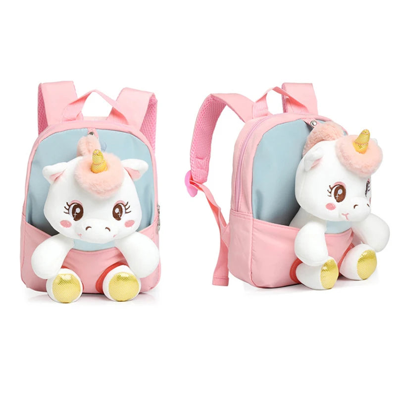 Zaino 3D a Forma di Unicorno in Peluche per Bambine, Borsa Scuola per Bambini, Zainetto Carino a Cartone Animato per Asilo e Scuola Materna