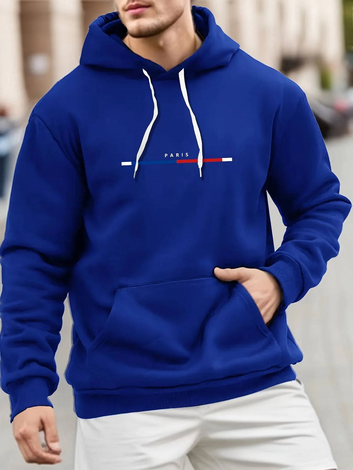 Maglietta con cappuccio con stampa Parigi per uomo Casual Autunno Inverno