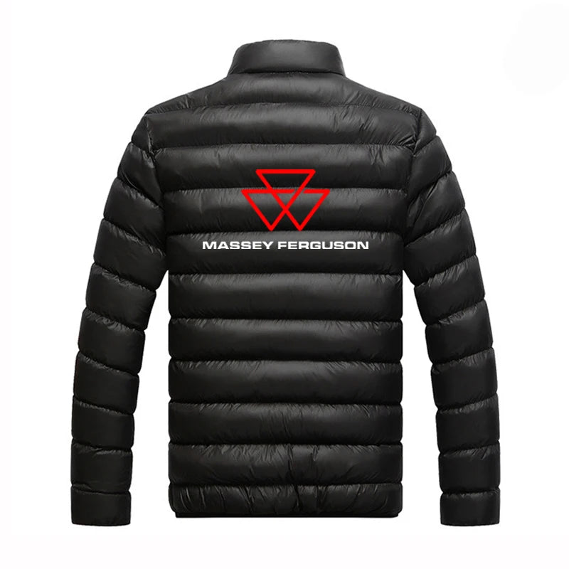2025 Autunno Inverno Uomo Massey Ferguson Logo Stampa Colletto alla coreana Piumini Moda Cappotto in pile Cerniera calda Felpe con cappuccio sottili
