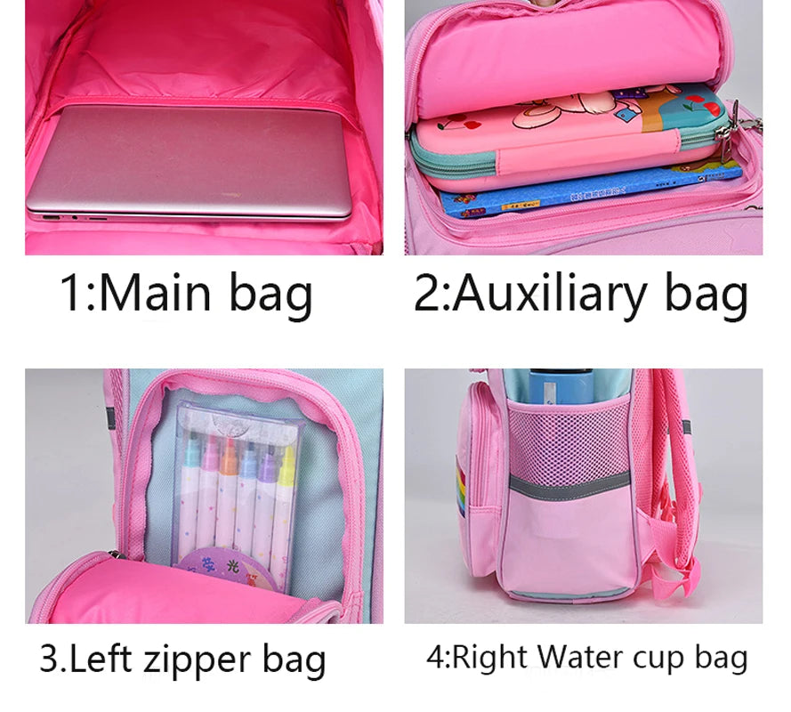 Zaino per bambina con borsa da scuola per adolescenti con stampa unicorno impermeabile di grande capacità per 2-16 anni Zaino per bambini Kawaii carino