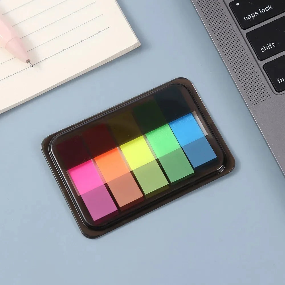 Box Transparent Fluorescent Index Tabs Pet Classification Flags Sticky Note for Page Marker Planner Stickers