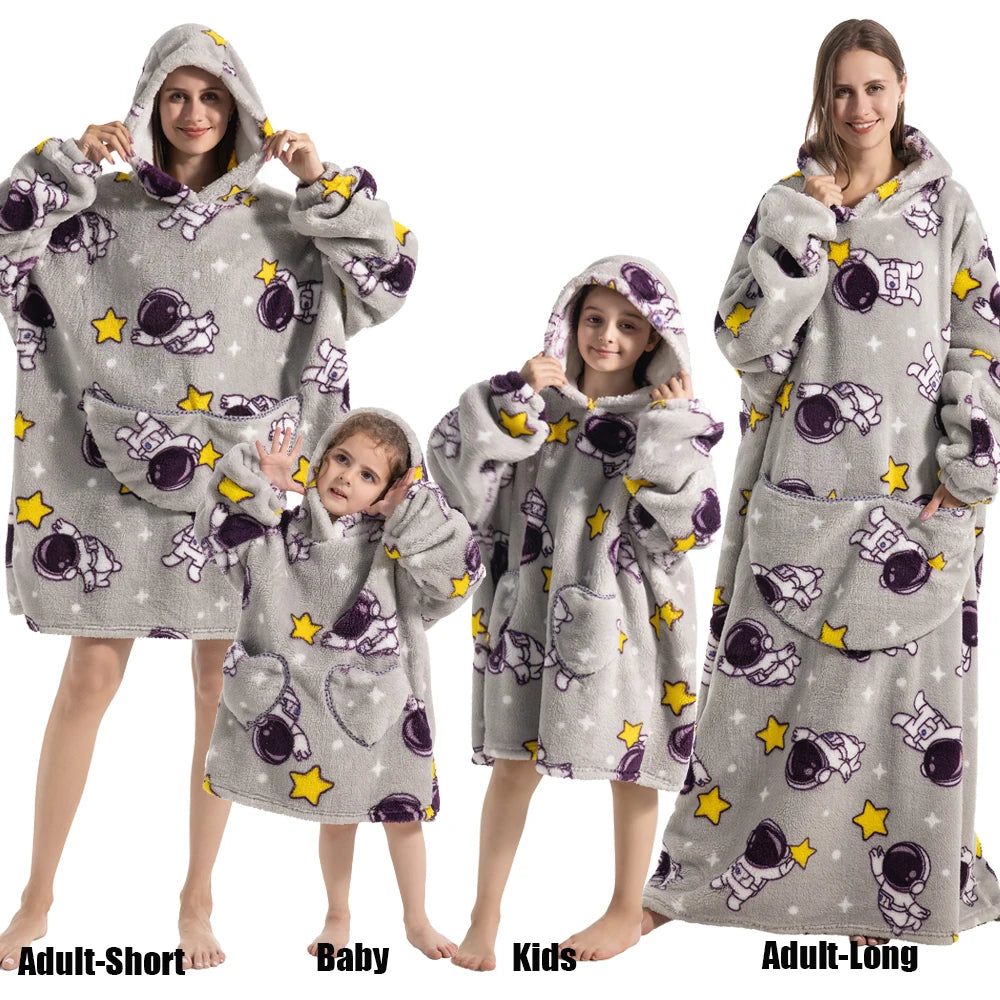 Felpe con cappuccio extra lunghe per donna Abbigliamento invernale per la casa Coperte di flanella per adulti con maniche Felpe con cappuccio morbide e calde per ragazze